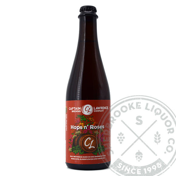 CAPTAIN LAWRENCE HOPS N' ROSES MALT BEVERAGE AGED IN OAK BARRELS W ROSE HIPS, ELDERFLOWER & HIBISCUS 500ML