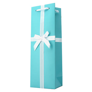 AUDREY TURQUOISE WITH WHITE BOW WINE GIFT BAG