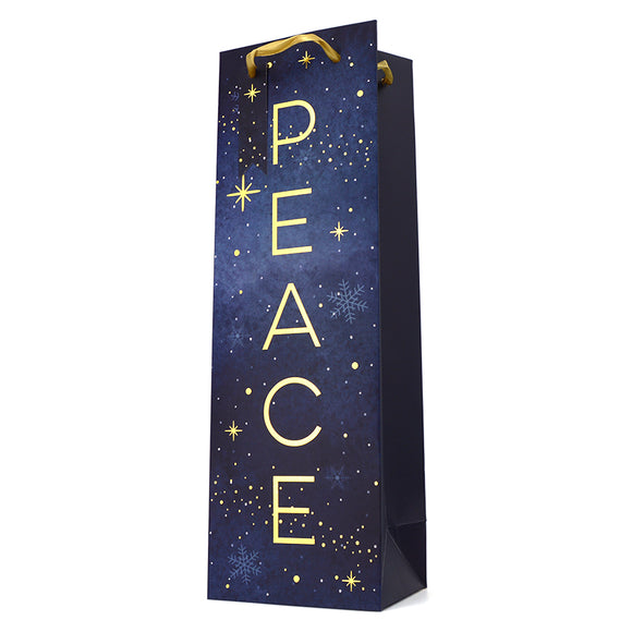 PEACE GOLD & BLUE WINE GIFT BAG
