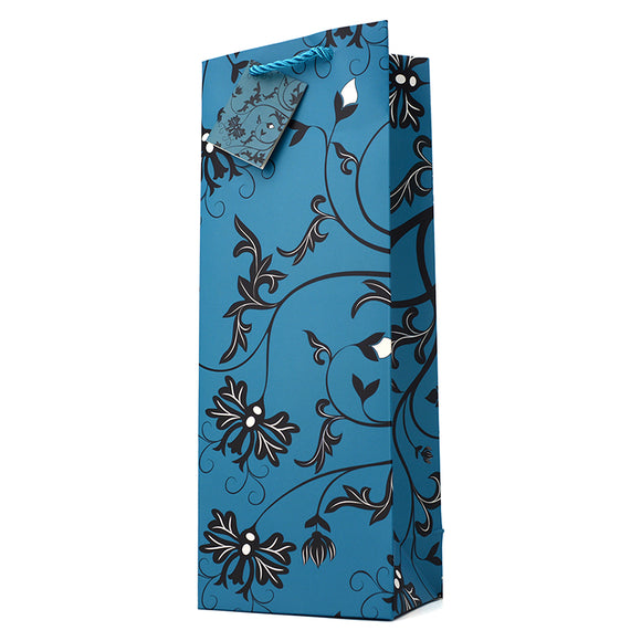 GIFT BAG BLUE & BLACK FLORAL