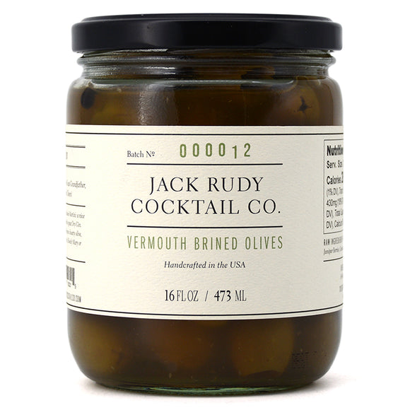 JACK RUDY VERMOUTH BRINED OLIVES 473ML