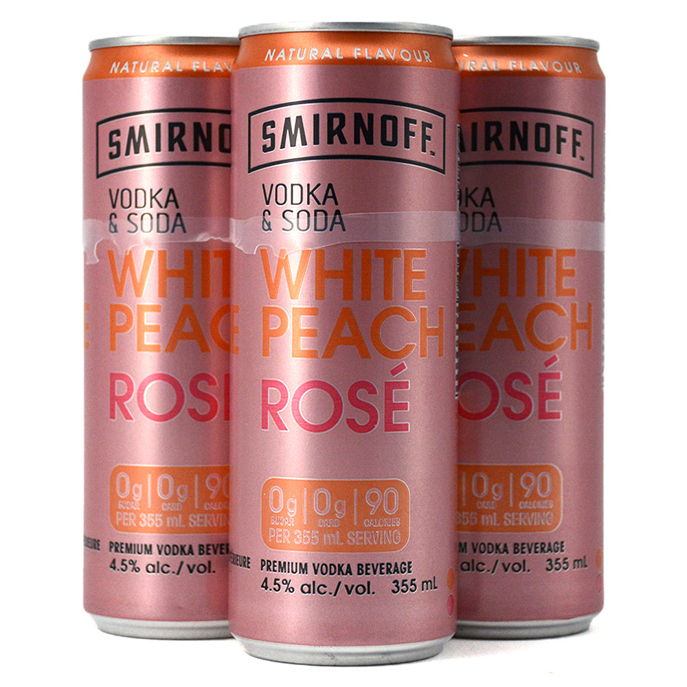 SMIRNOFF VODKA & SODA WHITE PEACH ROSE 4C Sherbrooke Liquor